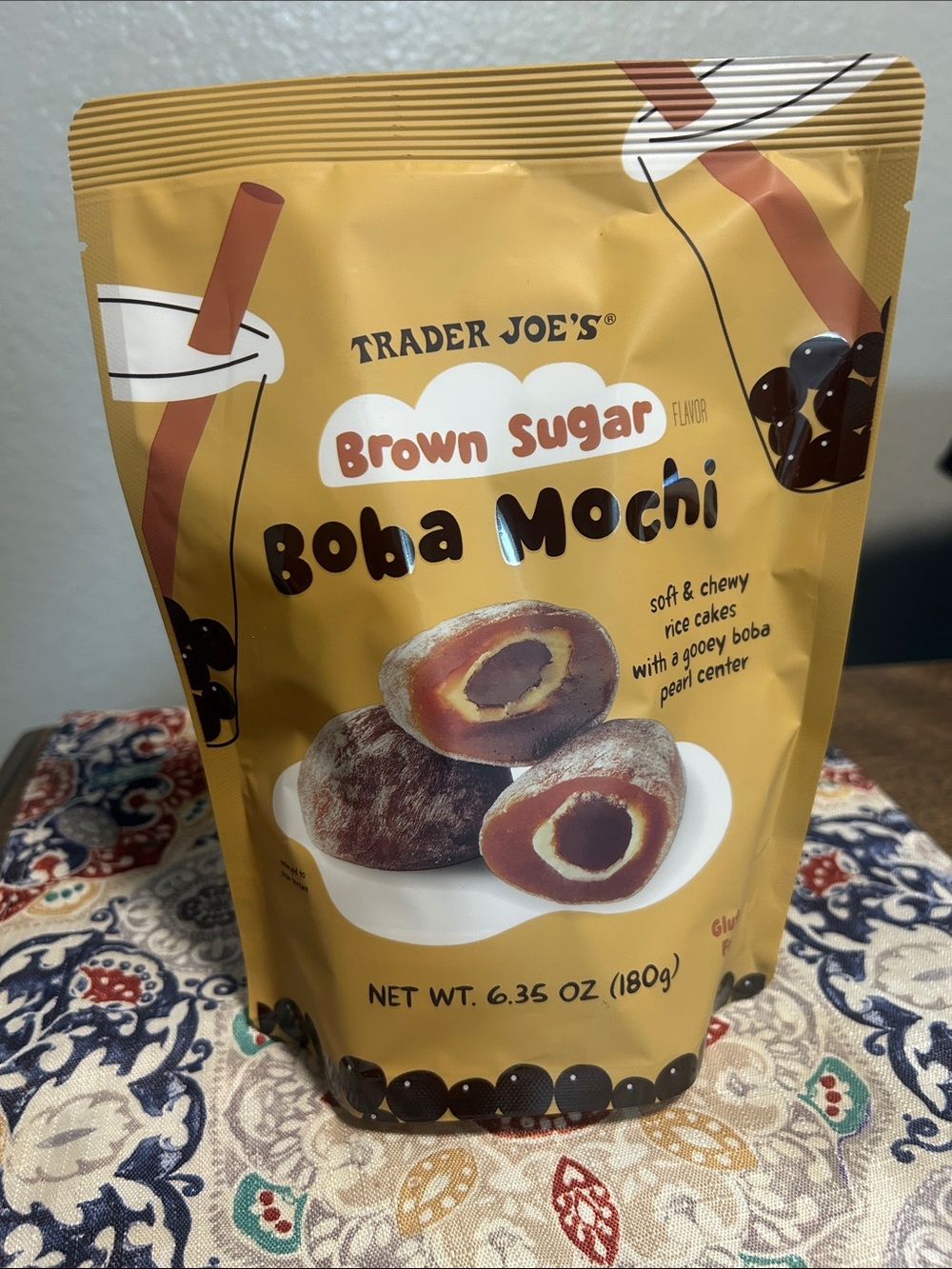 Trader Joe's Brown Sugar Boba Mochi - Gold & Brown Packaging